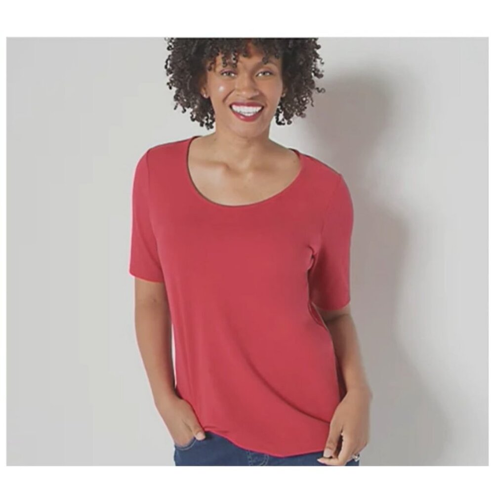 Belle by Kim Gravel TripleLuxe Ribbed Knit Top red 2X A398147